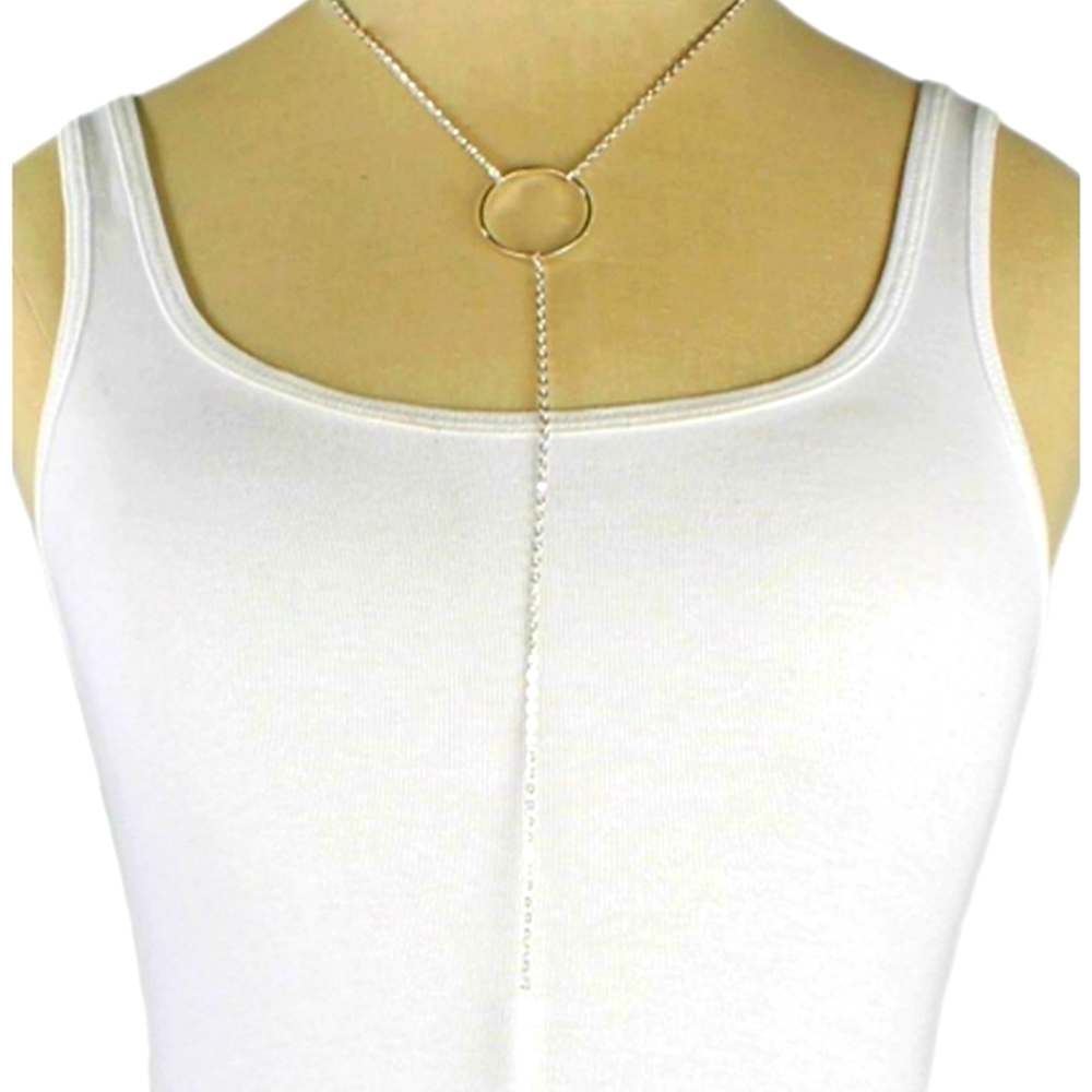 Silver Circle Lariat Necklace